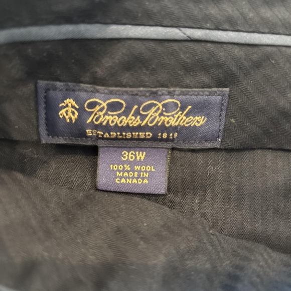 Brooks Brothers Italian Wool Pants 36x29 Black White Houndstooth Pleated Cuffed - Picture 5 of 10